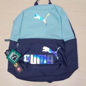 Puma Light Blue and Navy Holographic Logo Backpack